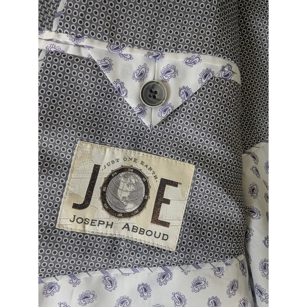 Joseph Abboud Blazer Mens 44 Long Grey Linen Slim Fit Sport Coat Two Button